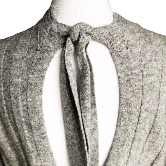 Derek Lam 10 Crosby Ribbed Open Tie Back Wool Cashmere Blend Sweater Gray Medium - Picture 3 of 9